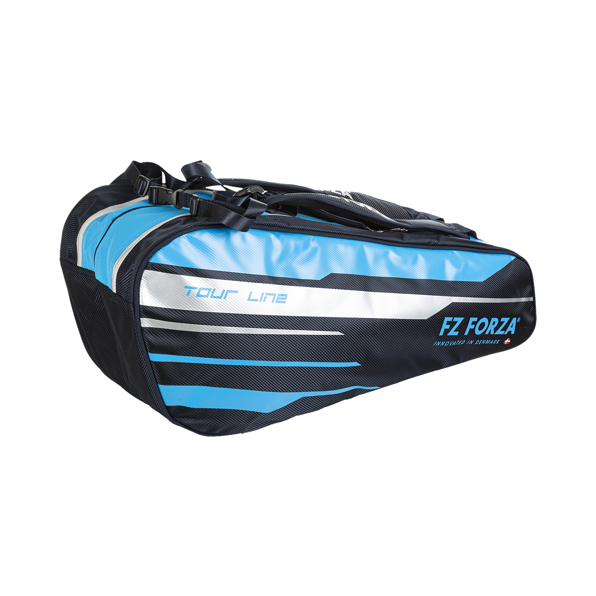 FZ Forza Tour kitbag, blue lavendula racket bag, 3 compartment sports bag, spacious badminton kitbag, gear storage bag, stylish blue sports kitbag, training and travel racket bag, large capacity FZ Forza bag