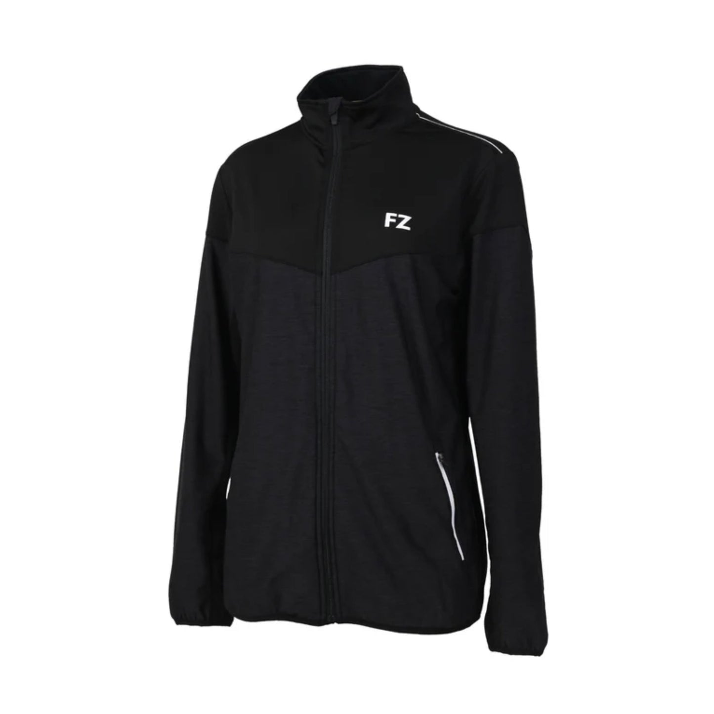 women’s black badminton jacket, FZ Forza Brace jacket, buy women’s court jacket black, Dryforze black jacket women, stretchable athletic jacket, breathable badminton jacket
