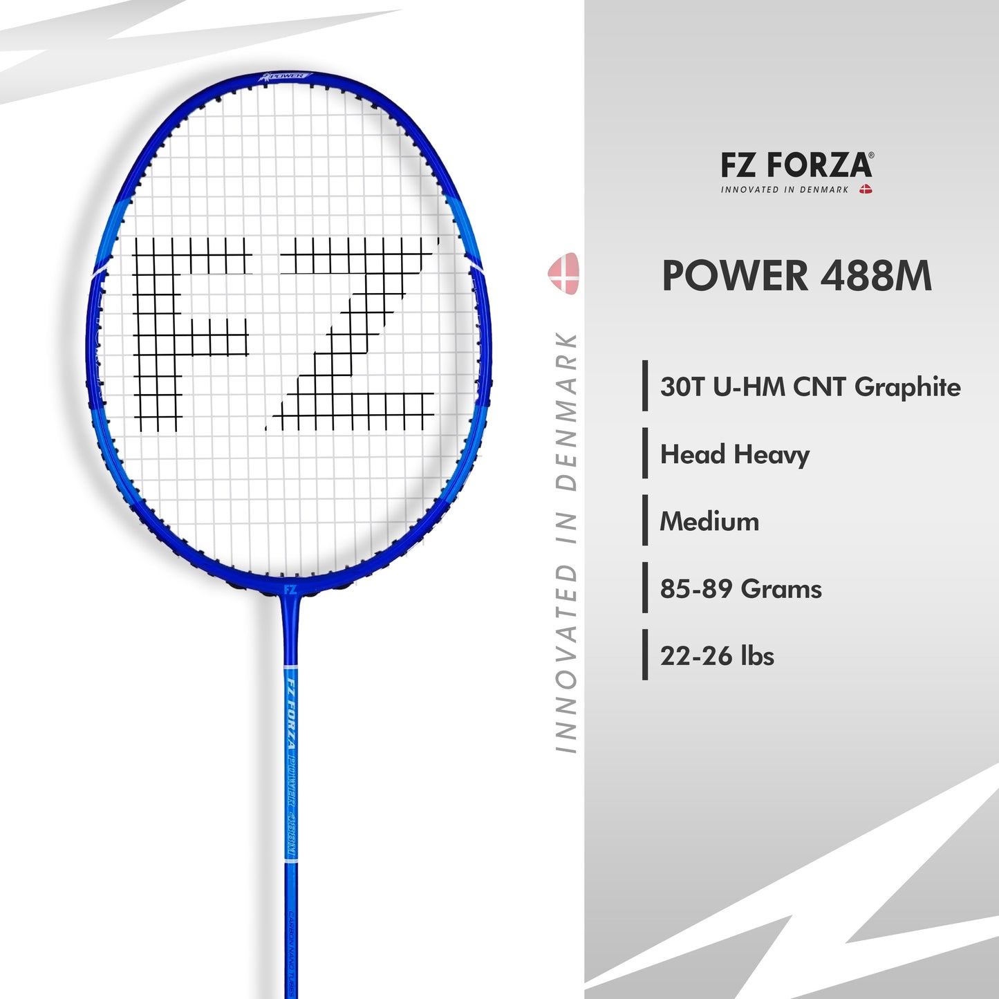 FZ Forza Power 488M, Power 488M badminton racket, 3U G5 strung racket, FZ Forza mid-level racket, intermediate player badminton racket, durable shaft racket, Power 488M control racket, buy badminton racket online, graphite frame racket, Forza badminton series, shop Forza 488M racket now