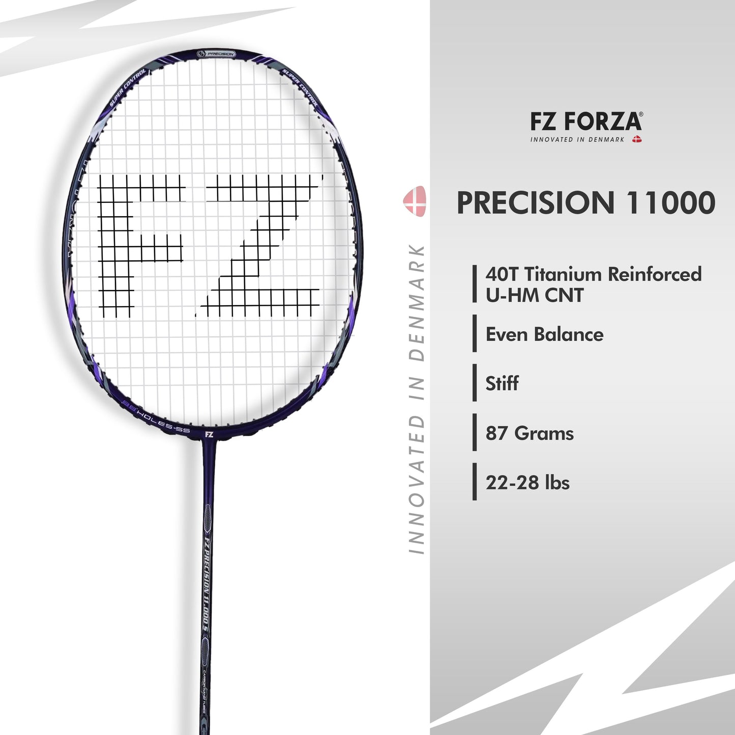 FZ Forza Precision 11000 Stiff, 3U G5 stiff shaft racket, advanced level badminton racket, Forza Precision series, high performance racket, strung racket pro players, graphite badminton gear, Precision 11000 power control, FZ Forza top racket, shop badminton gear now