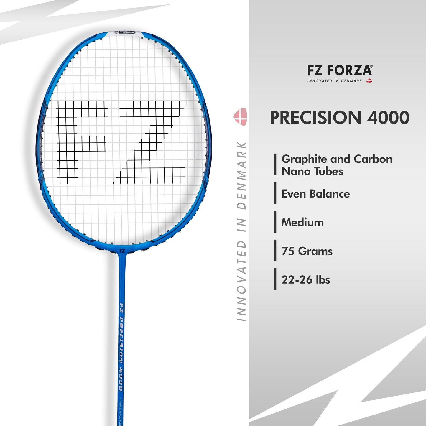 FZ Forza Precision 4000, Precision 4000 badminton racket, 4U G4 mid-level racket, FZ Forza strung racket, control-oriented racket for intermediates, shop Precision 4000 now, graphite badminton racket, Forza Precision series gear, buy Forza racket