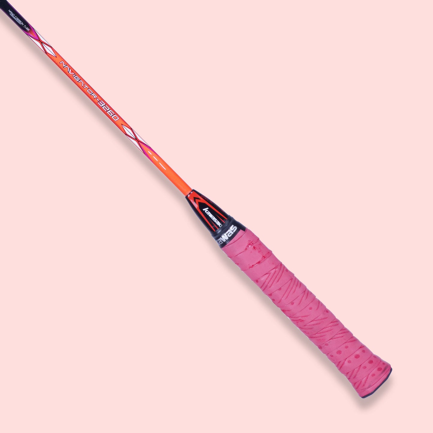 kawasaki navigator 3260, medium flex badminton racket, graphite racket for advanced players, 3U racket weight, 18–24 lbs tension, kawasaki badminton bat, 24T graphite frame, badminton training racket, racket for consistent play, navigator series, badminton equipment, kawasaki g1 racket, badminton racket india, high quality racket, tournament play racket, graphite frame badminton, control play racket, kawasaki gear india, durable racket frame, intermediate badminton players