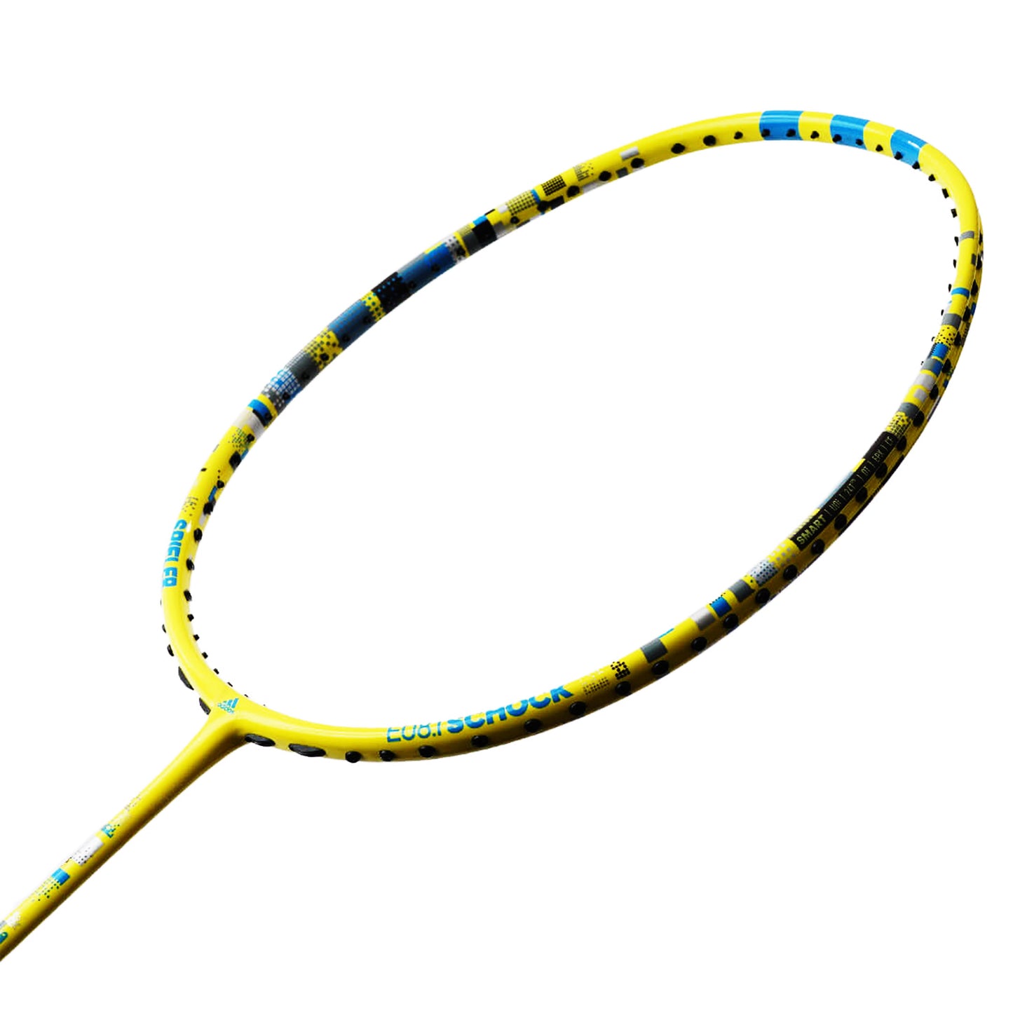 Shop Adidas Spieler E08.1 Schock strung badminton racket, 4U G5, head light balance, forged carbon shaft, SMART carbon frame, beginner Adidas racket, durable badminton racket, 28 lbs string tension, Adidas racket online, professional badminton racket, Adidas badminton equipment, best Adidas racket
