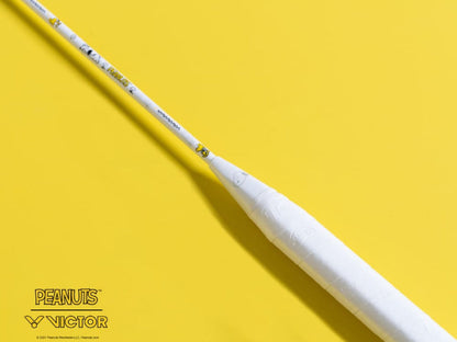 Victor Auraspeed SN white, unstrung Peanuts racket, professional level racket, high resilience graphite, Nano resin shaft, hard cored technology, 4U G5 racket, customizable string tension, clean white design, stylish performance racket, badminton for intermediate players, speed and power racket, lightweight racket for agility, Victor ARS SN series, limited edition badminton gear