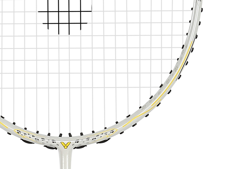 Victor Auraspeed SN white, unstrung Peanuts racket, professional level racket, high resilience graphite, Nano resin shaft, hard cored technology, 4U G5 racket, customizable string tension, clean white design, stylish performance racket, badminton for intermediate players, speed and power racket, lightweight racket for agility, Victor ARS SN series, limited edition badminton gear