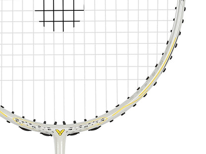 Victor Auraspeed SN white, unstrung Peanuts racket, professional level racket, high resilience graphite, Nano resin shaft, hard cored technology, 4U G5 racket, customizable string tension, clean white design, stylish performance racket, badminton for intermediate players, speed and power racket, lightweight racket for agility, Victor ARS SN series, limited edition badminton gear