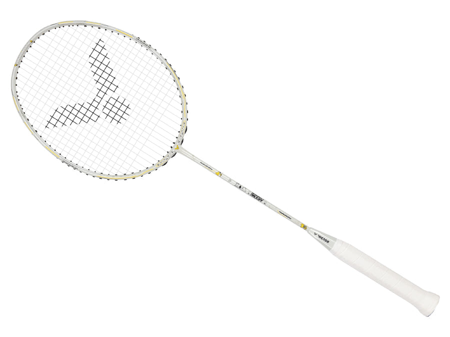 Victor Auraspeed SN white, unstrung Peanuts racket, professional level racket, high resilience graphite, Nano resin shaft, hard cored technology, 4U G5 racket, customizable string tension, clean white design, stylish performance racket, badminton for intermediate players, speed and power racket, lightweight racket for agility, Victor ARS SN series, limited edition badminton gear