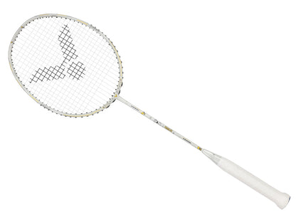 Victor Auraspeed SN white, unstrung Peanuts racket, professional level racket, high resilience graphite, Nano resin shaft, hard cored technology, 4U G5 racket, customizable string tension, clean white design, stylish performance racket, badminton for intermediate players, speed and power racket, lightweight racket for agility, Victor ARS SN series, limited edition badminton gear