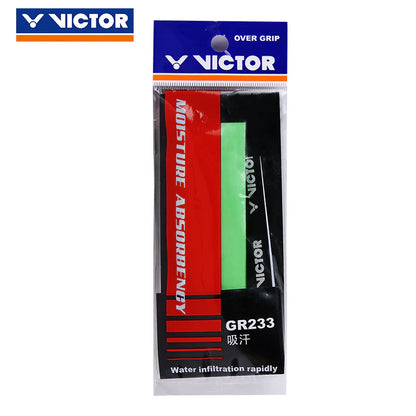 single overgrip, Victor GR233, moisture absorbing grip, sweat control grip, polyurethane grip, slim grip wrap, color options grip, lightweight grip tape, better racket control, non‑slip grip, replacement grip, comfort overgrip, thin grip layer, durable grip, color matching for racket handle