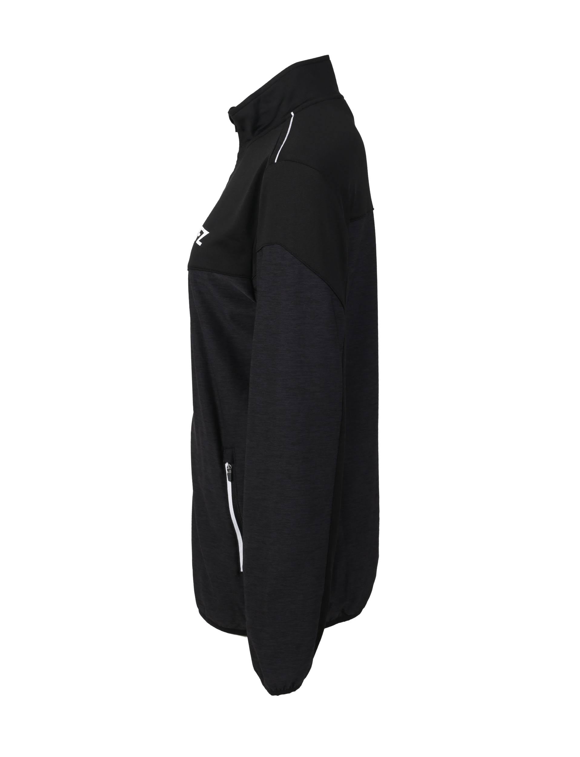 women’s black badminton jacket, FZ Forza Brace jacket, buy women’s court jacket black, Dryforze black jacket women, stretchable athletic jacket, breathable badminton jacket