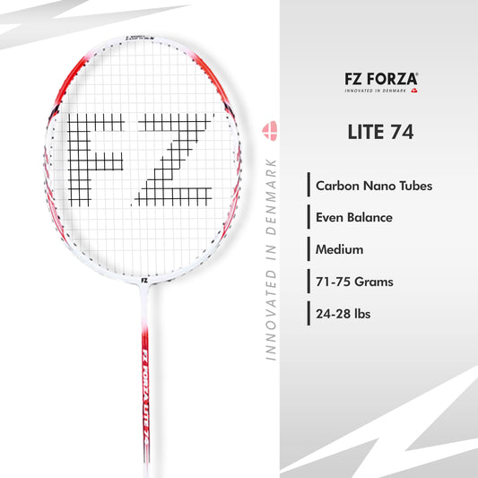 FZ Forza Lite 74, Lite 74 badminton racket, 6U G5 beginner racket, FZ Forza lightweight gear, strung racket for new players, Forza Lite series, graphite shaft racket, affordable badminton racket, Lite 74 shop online, FZ Forza training racket