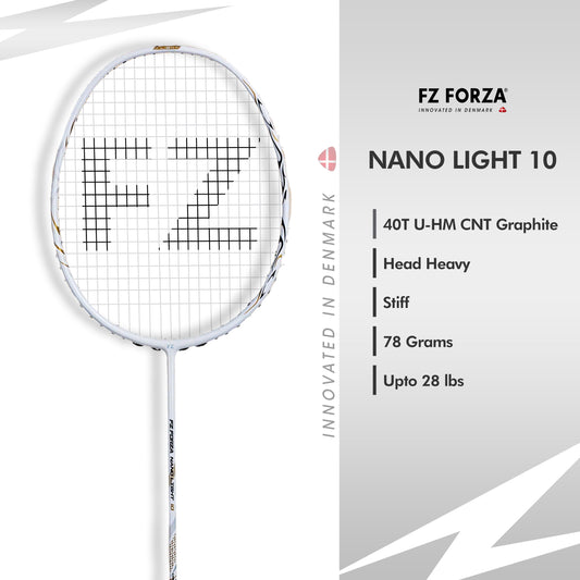 FZ Forza Nano Light 10, Nano Light 10 badminton racket, 5U G5 badminton racket, expert badminton racket, FZ Forza Nano Light series, unstrung expert racket, lightweight racket for pros, advanced badminton racket, best racket for control, FZ Forza Nano Light specs, Nano Light 10 buy online, badminton racket expert level, durable badminton racket, badminton racket 5U, Nano technology racket, high-speed racket for experts, FZ Forza pro racket, precision badminton racket, FZ Forza gear for players