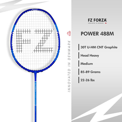 FZ Forza Power 488M, Power 488M badminton racket, 3U G5 strung racket, FZ Forza mid-level racket, intermediate player badminton racket, durable shaft racket, Power 488M control racket, buy badminton racket online, graphite frame racket, Forza badminton series, shop Forza 488M racket now
