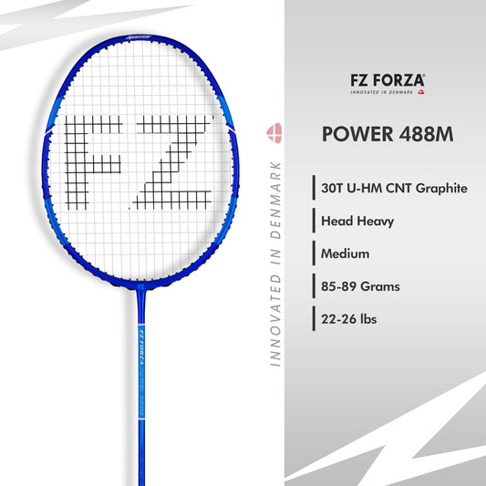 FZ Forza Power 488M, Power 488M badminton racket, 3U G5 strung racket, FZ Forza mid-level racket, intermediate player badminton racket, durable shaft racket, Power 488M control racket, buy badminton racket online, graphite frame racket, Forza badminton series, shop Forza 488M racket now
