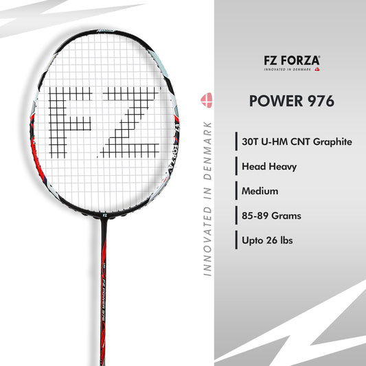 FZ Forza Power 976, Power 976 badminton racket, 3U G5 advanced level racket, strung graphite racket, powerful badminton racket, Forza Power series, control and smash power, shop Power 976 now, advanced badminton gear, FZ Forza tournament racket