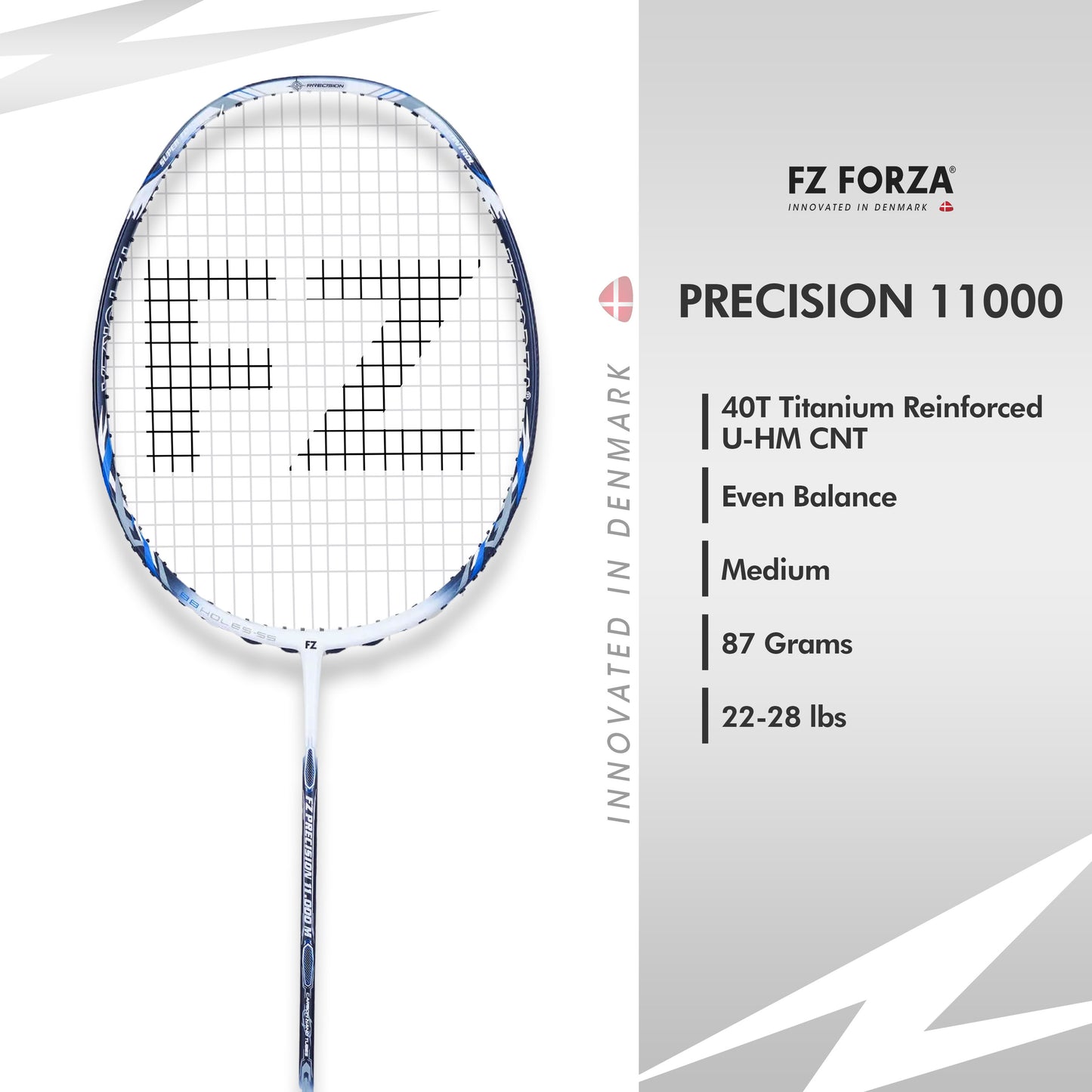 FZ Forza Precision 11000 Medium, Precision 11000 badminton racket, 3U G4 medium flex racket, strung racket for advanced players, FZ Forza medium stiffness, badminton control racket, graphite racket for smash, Forza advanced gear, buy badminton racket, Precision 11000 G4 size