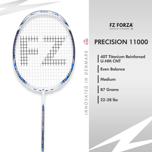FZ Forza Precision 11000 Medium, Precision 11000 badminton racket, 3U G4 medium flex racket, strung racket for advanced players, FZ Forza medium stiffness, badminton control racket, graphite racket for smash, Forza advanced gear, buy badminton racket, Precision 11000 G4 size