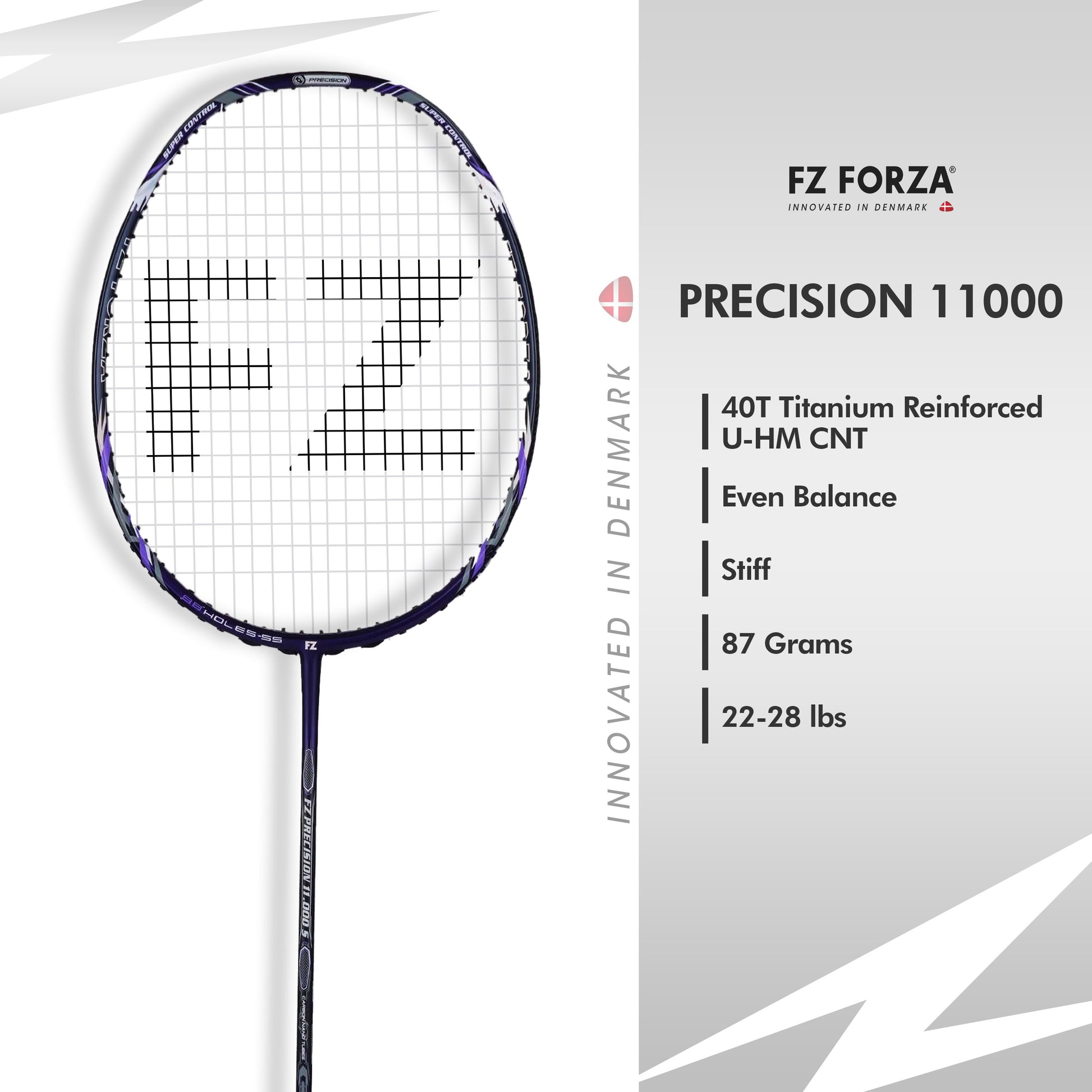 FZ Forza Precision 11000 Stiff, 3U G5 stiff shaft racket, advanced level badminton racket, Forza Precision series, high performance racket, strung racket pro players, graphite badminton gear, Precision 11000 power control, FZ Forza top racket, shop badminton gear now