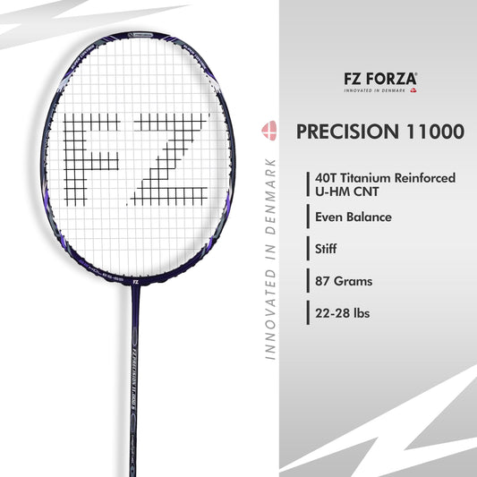 FZ Forza Precision 11000 Stiff, 3U G5 stiff shaft racket, advanced level badminton racket, Forza Precision series, high performance racket, strung racket pro players, graphite badminton gear, Precision 11000 power control, FZ Forza top racket, shop badminton gear now