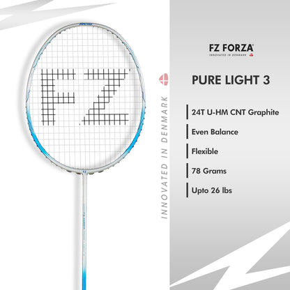 FZ Forza Pure Light 3, Pure Light 3 unstrung racket, 5U G5 badminton racket, lightweight racket for beginners, beginner level badminton racket, FZ Forza Pure Light series, badminton racket for speed, unstrung racket for control, best badminton racket for starters, Pure Light 3 specs, FZ Forza 5U racket, easy swing racket, shop FZ Forza badminton, durable graphite racket, beginner badminton gear, FZ Forza lightweight racket, affordable beginner racket, Forza Pure Light India, FZ Forza beginner level racket