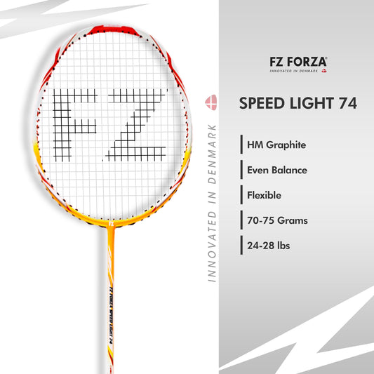 fz forza speed light 74, speed light 74 racket, strung beginner racket, ultra lightweight badminton racket, 5U G4 badminton racket, easy control racket, racket for badminton learners, entry-level badminton racket, forza speed series racket, beginner training racket, light weight sports racket, quick swing racket, badminton starter gear, racket for juniors, badminton practice racket, blue strung racket, g4 grip racket, badminton racket for schools, forza india badminton, badminton gear for beginners