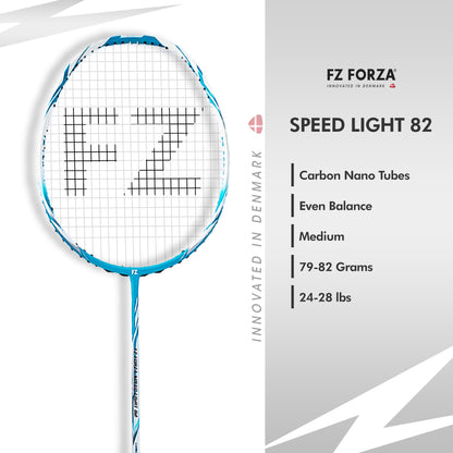 fz forza speed light 82, speed light 82 badminton racket, beginner racket, strung 4U G5 racket, lightweight training racket, easy handling badminton racket, head-light balance racket, racket for young players, control-focused badminton racket, graphite composite racket, black and red racket, starter level badminton gear, g5 grip racket, practice racket for kids, indoor play racket, racket for early learners, badminton equipment india, forza beginner series, badminton gear under 5U, speed and control racket