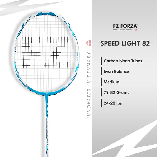 fz forza speed light 82, speed light 82 badminton racket, beginner racket, strung 4U G5 racket, lightweight training racket, easy handling badminton racket, head-light balance racket, racket for young players, control-focused badminton racket, graphite composite racket, black and red racket, starter level badminton gear, g5 grip racket, practice racket for kids, indoor play racket, racket for early learners, badminton equipment india, forza beginner series, badminton gear under 5U, speed and control racket