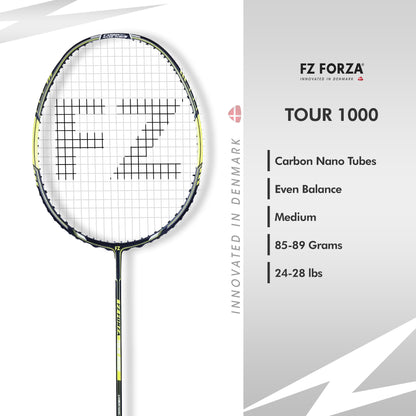 FZ Forza Tour 1000, Tour 1000 beginner racket, 3U G5 strung racket, FZ Forza entry level gear, lightweight graphite racket, badminton training racket, shop Forza Tour series, Tour 1000 specs, FZ Forza affordable racket, buy badminton racket