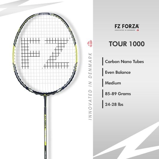 FZ Forza Tour 1000, Tour 1000 beginner racket, 3U G5 strung racket, FZ Forza entry level gear, lightweight graphite racket, badminton training racket, shop Forza Tour series, Tour 1000 specs, FZ Forza affordable racket, buy badminton racket
