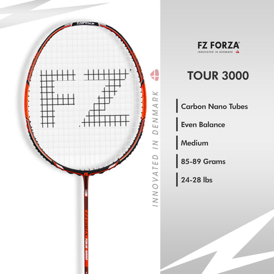 FZ Forza Tour 3000, Tour 3000 strung racket, 3U G5 badminton racket, beginner level gear, graphite badminton racket, Forza Tour series, affordable beginner racket, shop FZ Forza racket, best training racket, buy Tour 3000 online, racket for control