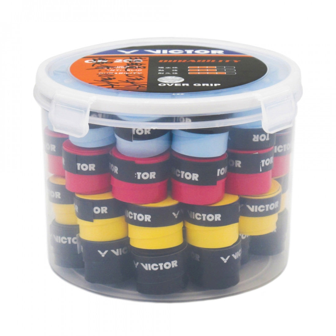 bulk overgrip pack, Victor GR200, 60 pieces overgrip, durability overgrips, 100% polyurethane grips, color variety grip, club pack handle wraps, non‑slip grip supply, coaches & clubs bulk, long lasting grip set, comfort & control grips, frequent grip replacement, value pack overgrip, grip tape collection, match ready handle grips