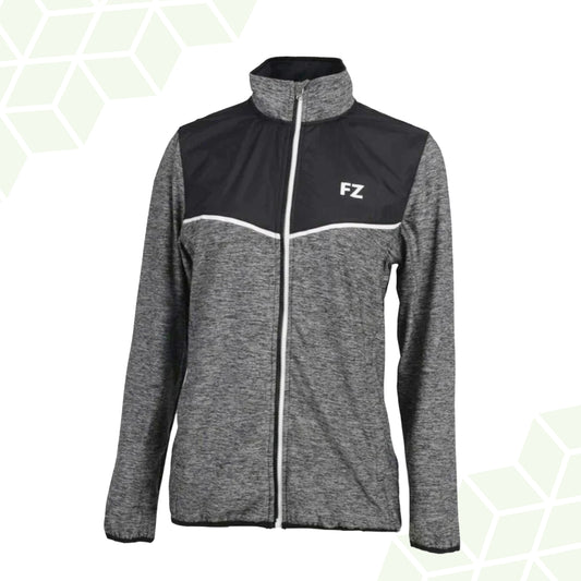 Haze jacket for women badminton, FZ Forza women’s black jacket, black badminton jacket for women, anti-pilling women’s courtwear, lightweight Dryforze jacket, stylish black jacket for sports, badminton jacket for female players