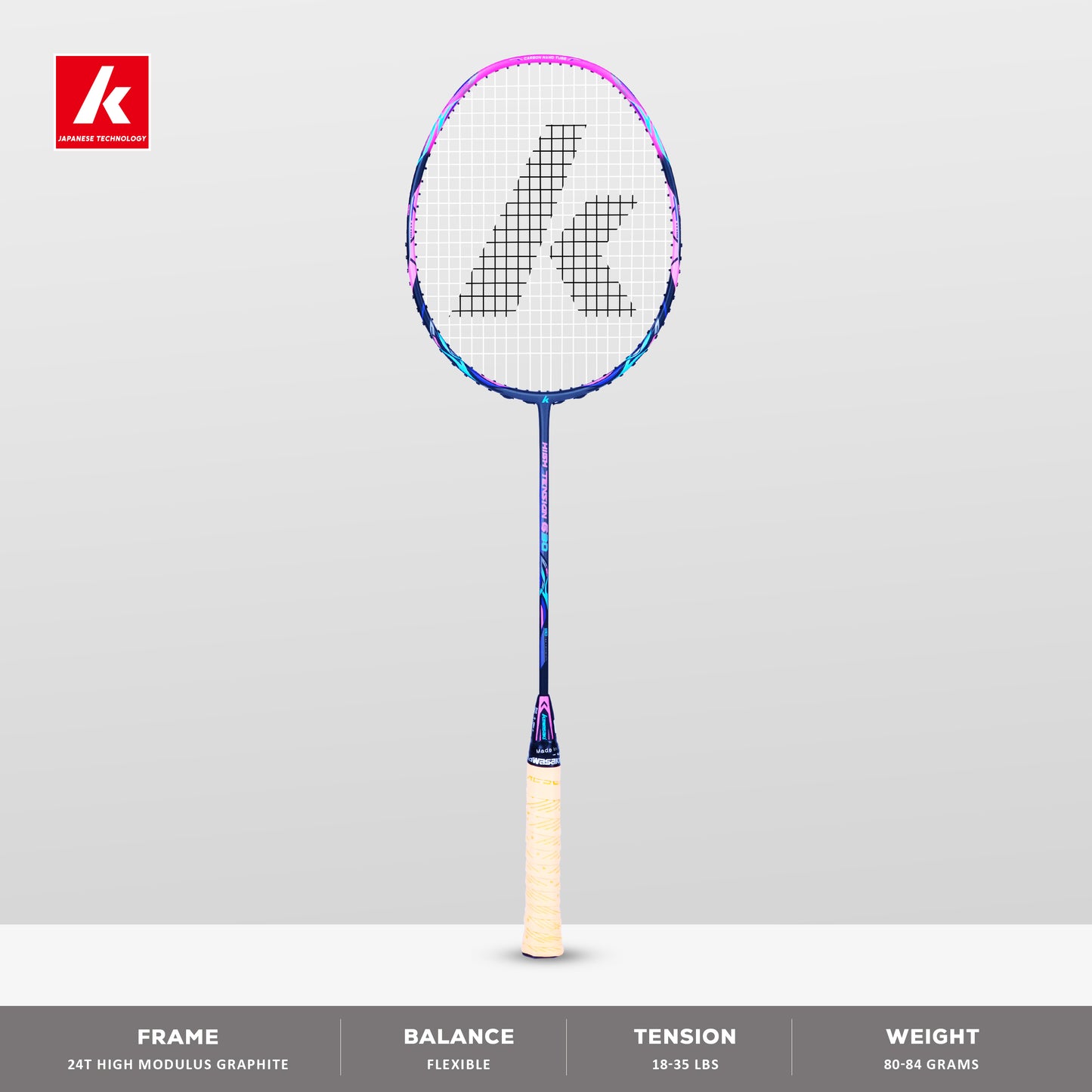 Kawasaki High Tension G30 Unstrung Badminton Racket - 4U/G1 For Advanced Players
