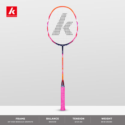 kawasaki navigator 3260, medium flex badminton racket, graphite racket for advanced players, 3U racket weight, 18–24 lbs tension, kawasaki badminton bat, 24T graphite frame, badminton training racket, racket for consistent play, navigator series, badminton equipment, kawasaki g1 racket, badminton racket india, high quality racket, tournament play racket, graphite frame badminton, control play racket, kawasaki gear india, durable racket frame, intermediate badminton players