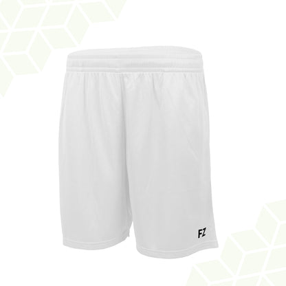 white unisex badminton shorts, buy badminton shorts white color, FZ Forza white polyester shorts, anti-static court shorts white, Dryforze technology shorts, stretchable sports shorts white, breathable badminton shorts, unisex white sports shorts, FZ Forza performance apparel, white badminton gear men women, badminton training shorts white, anti-shrink sports shorts, stylish badminton shorts white, FZ Forza anti-pilling white shorts, badminton shorts with Dryforze, soft polyester court shorts