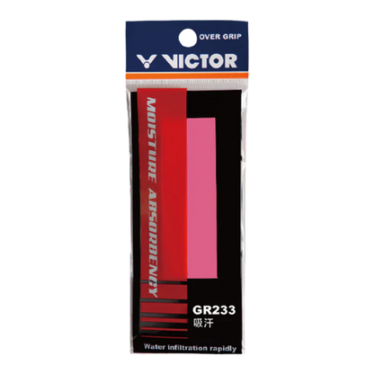 single overgrip, Victor GR233, moisture absorbing grip, sweat control grip, polyurethane grip, slim grip wrap, color options grip, lightweight grip tape, better racket control, non‑slip grip, replacement grip, comfort overgrip, thin grip layer, durable grip, color matching for racket handle