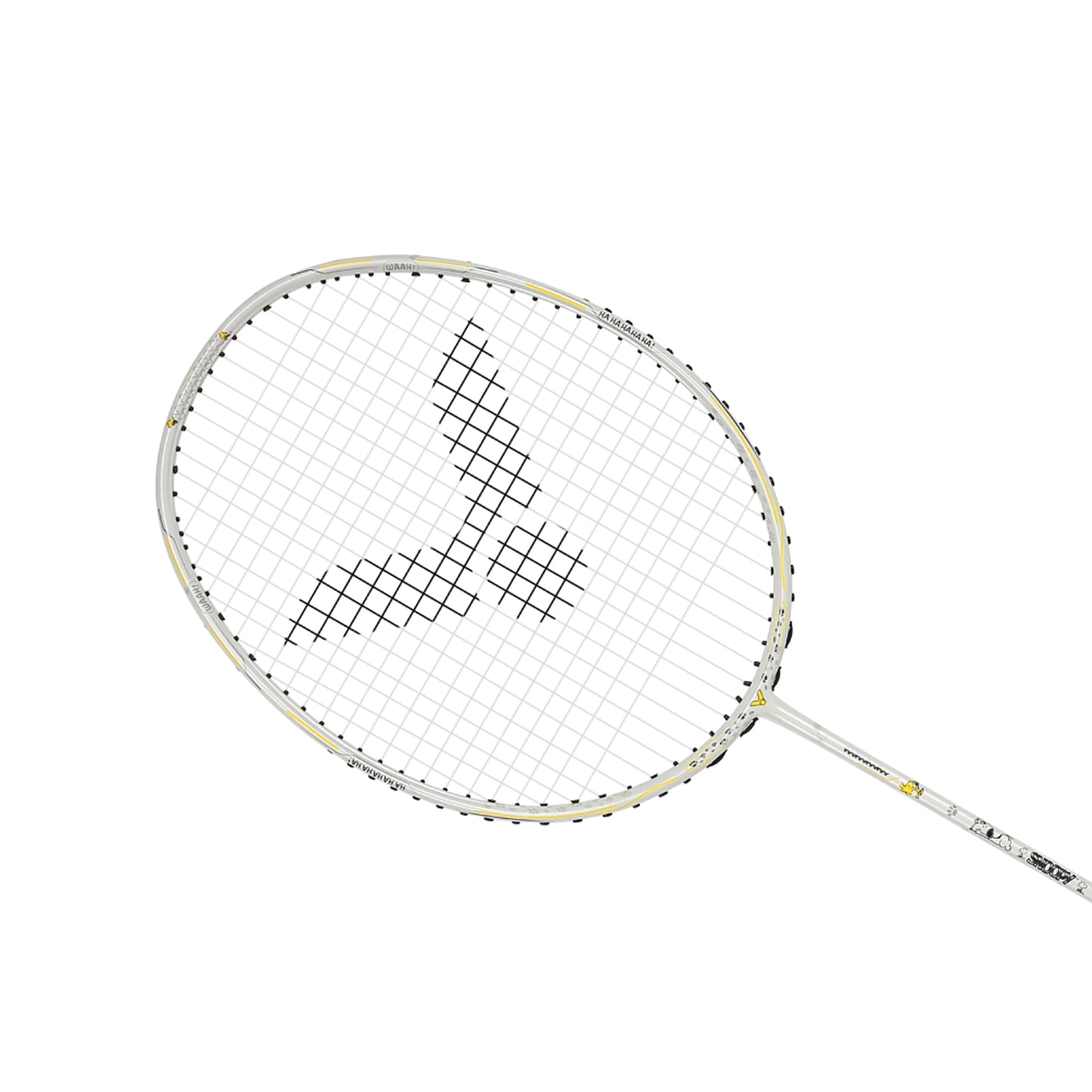 Victor Auraspeed SN white, unstrung Peanuts racket, professional level racket, high resilience graphite, Nano resin shaft, hard cored technology, 4U G5 racket, customizable string tension, clean white design, stylish performance racket, badminton for intermediate players, speed and power racket, lightweight racket for agility, Victor ARS SN series, limited edition badminton gear