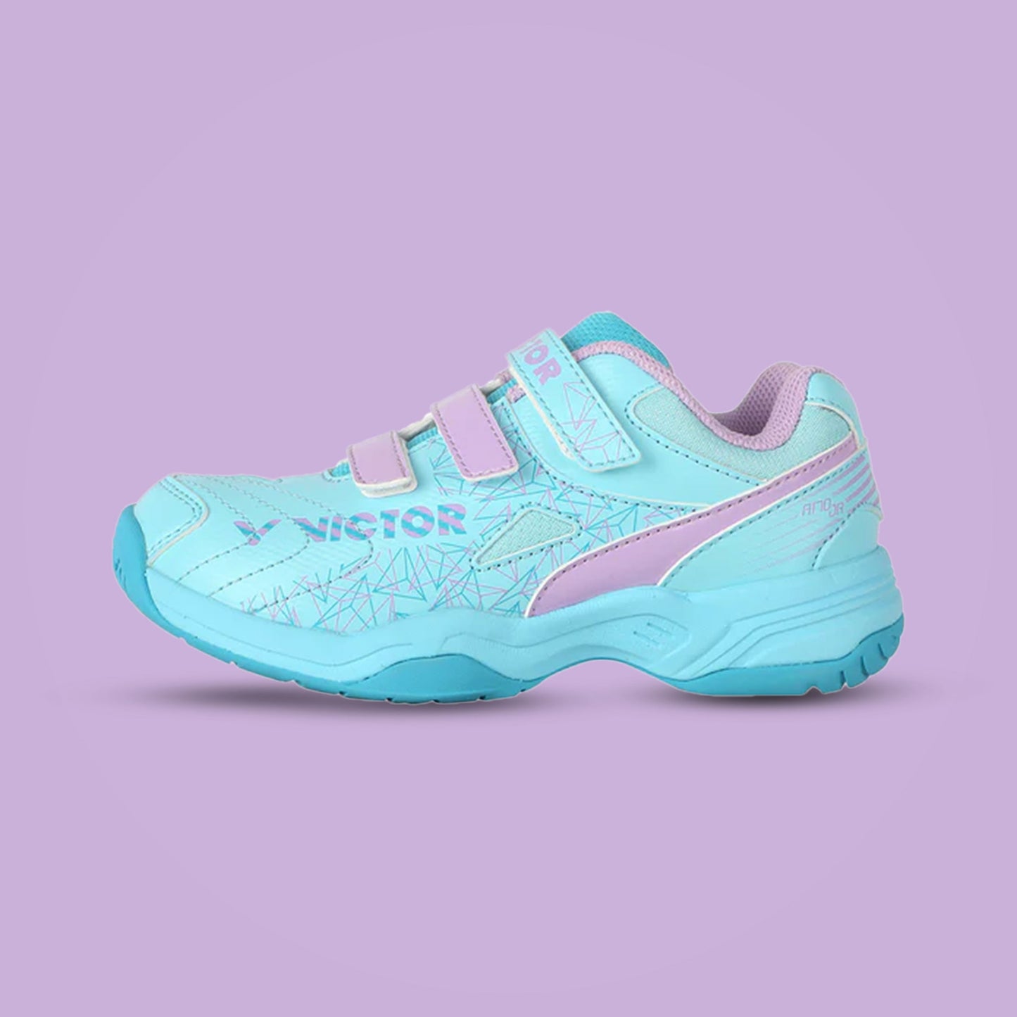 junior badminton footwear, Victor kids court shoes, breathable mesh sneakers, EVA midsole support, youth badminton shoes, kids sports shoes, lace-up junior sneakers, badminton grip sole, PU synthetic upper, indoor kids sports shoes, ankle support sneakers, non-marking sole shoes, junior athletes shoes, flexible sports footwear, Victor A170JR M