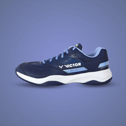 Victor A301 shoes, all-around badminton footwear, Energymax cushioning shoes, U-Shape 3.0 shoes, breathable sports sneakers, court shoes for intermediate players, rubber sole grip, PU synthetic upper, nylon stabilizer shoes, badminton movement control, indoor performance shoes, lace-up sports sneakers, shock-absorbing sole, durable training footwear, Victor badminton gear
