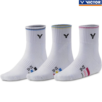 junior sport socks, Victor SK021, breathable socks, badminton socks, youth socks size 18‑22cm, cotton blend socks, colorful junior socks, yellow blue rose red socks, athletic socks for kids, moisture wicking socks, junior court socks, washable sport socks, flexible socks for children, soft grip socks, supportive ankle socks