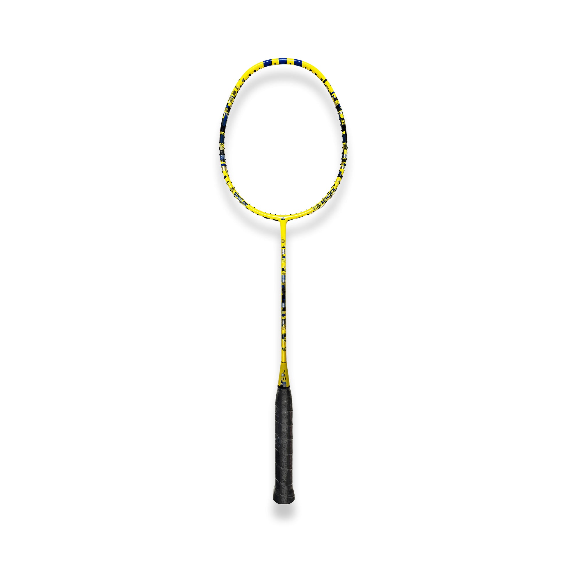 Shop Adidas Spieler E08.1 Schock strung badminton racket, 4U G5, head light balance, forged carbon shaft, SMART carbon frame, beginner Adidas racket, durable badminton racket, 28 lbs string tension, Adidas racket online, professional badminton racket, Adidas badminton equipment, best Adidas racket