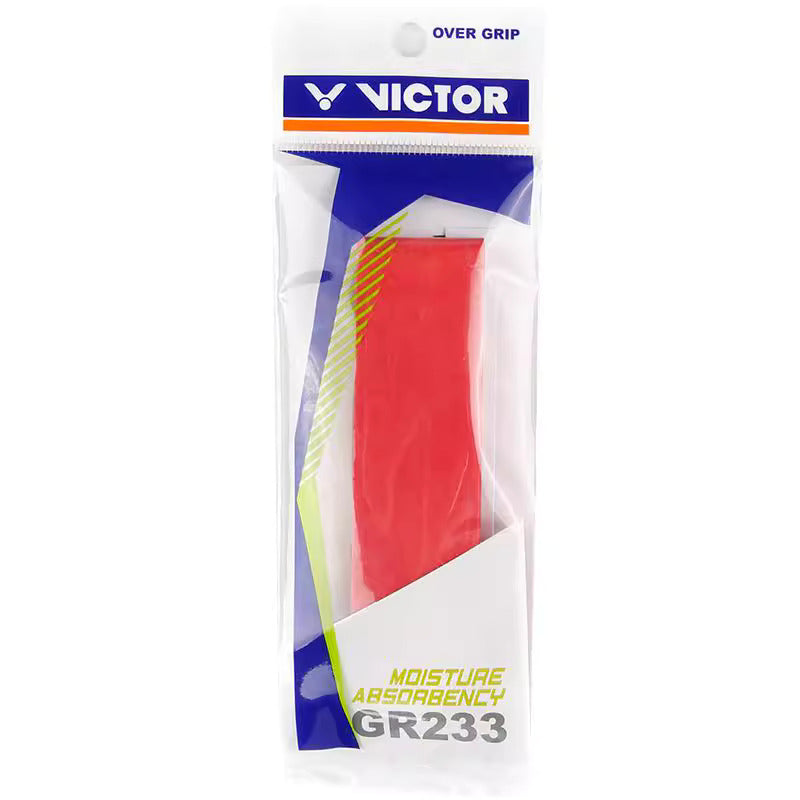single overgrip, Victor GR233, moisture absorbing grip, sweat control grip, polyurethane grip, slim grip wrap, color options grip, lightweight grip tape, better racket control, non‑slip grip, replacement grip, comfort overgrip, thin grip layer, durable grip, color matching for racket handle