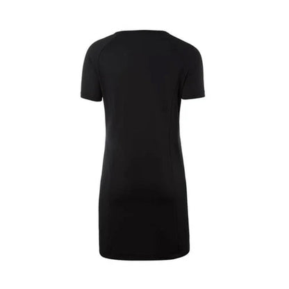 women’s badminton dress, Victor black dress, polyester spandex blend, Perfect Dry technology, breathable sports dress, sweat-wicking fabric, lightweight badminton apparel, female sportswear, tournament badminton dress, athletic dress, moisture control fabric, stretchable sports dress, badminton competition wear, breathable activewear, performance sportswear, stylish badminton dress