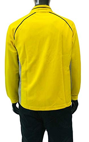 bright yellow badminton jacket, Victor performance jacket, Perfect Dry technology, antistatic sports jacket, breathable warm jacket, lightweight badminton coat, moisture control jacket, cold-weather sportswear, tournament jacket, flexible sportswear, wind-resistant jacket, thermal badminton jacket, athletic outerwear, durable sports jacket, moisture-wicking coat