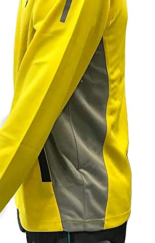 bright yellow badminton jacket, Victor performance jacket, Perfect Dry technology, antistatic sports jacket, breathable warm jacket, lightweight badminton coat, moisture control jacket, cold-weather sportswear, tournament jacket, flexible sportswear, wind-resistant jacket, thermal badminton jacket, athletic outerwear, durable sports jacket, moisture-wicking coat