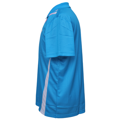 polo badminton t-shirt, Victor polo shirt, Perfect Dry fabric, pink and blue shirt, breathable polyester tee, moisture-wicking sportswear, women's polo shirt, training badminton top, comfortable sportswear, quick-dry polo tee, tournament shirt, flexible sportswear, Victor courtwear, breathable athletic polo, classic sports shirt, lightweight performance tee