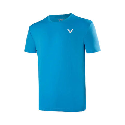 T-30030 unisex t-shirt, blue badminton shirt, junior sportswear, polyester elastane blend, anti-static t-shirt, anti-pilling fabric, stretchable shirt, Dryforze technology, round neck t-shirt, junior badminton gear, breathable fabric, lightweight sports t-shirt, athletic wear, quick-dry shirt, badminton apparel