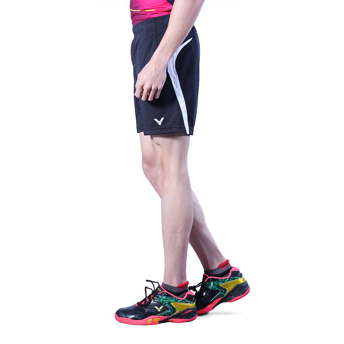 tournament badminton shorts, Victor black/grey shorts, Perfect Dry fabric, quick-dry sports shorts, lightweight badminton apparel, breathable polyester shorts, men’s sports shorts, flexible tournament wear, indoor badminton shorts, moisture-wicking shorts, breathable sportswear, durable badminton shorts, court wear shorts, performance sportswear, training shorts