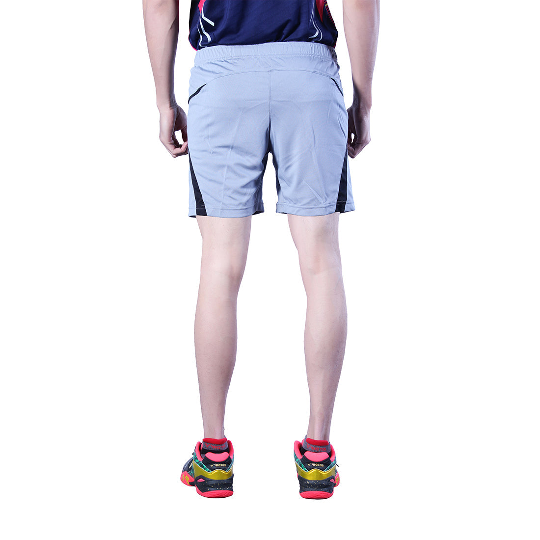 tournament badminton shorts, Victor black/grey shorts, Perfect Dry fabric, quick-dry sports shorts, lightweight badminton apparel, breathable polyester shorts, men’s sports shorts, flexible tournament wear, indoor badminton shorts, moisture-wicking shorts, breathable sportswear, durable badminton shorts, court wear shorts, performance sportswear, training shorts
