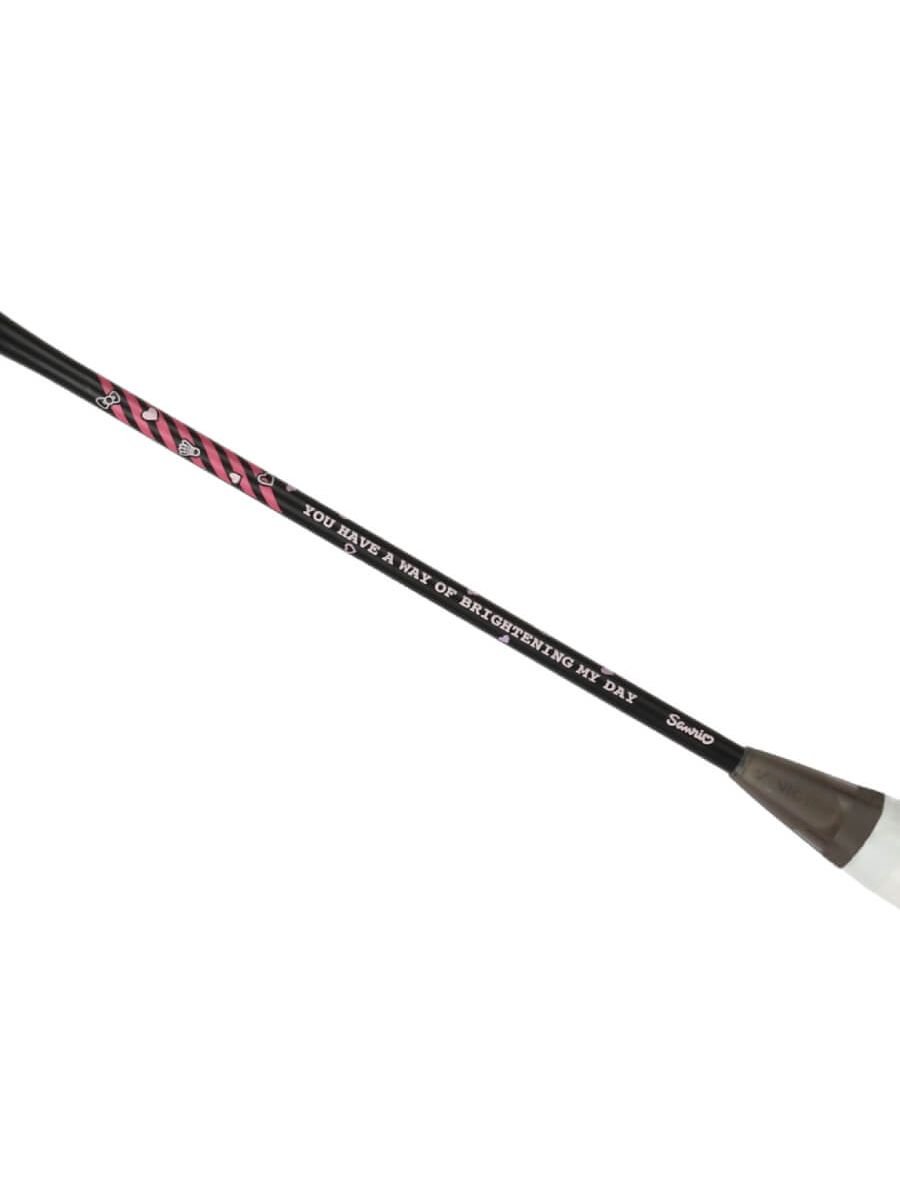 Victor Hello Kitty racket, Auraspeed ARS-KT, strung badminton racket, aluminum and graphite racket, cute racket for beginners, racket with bag included, G5 grip racket, entry-level badminton gear, playful design racket, durable training racket, racket for kids, Victor limited edition, fun badminton gear, colorful racket for starters, racket for young players